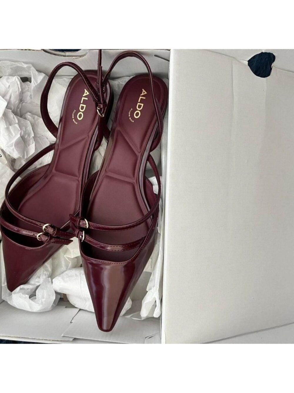 Aldo maroon pointed toe size 9. Never used. #aldo #sandals #sexy... - Picture 3 of 4
